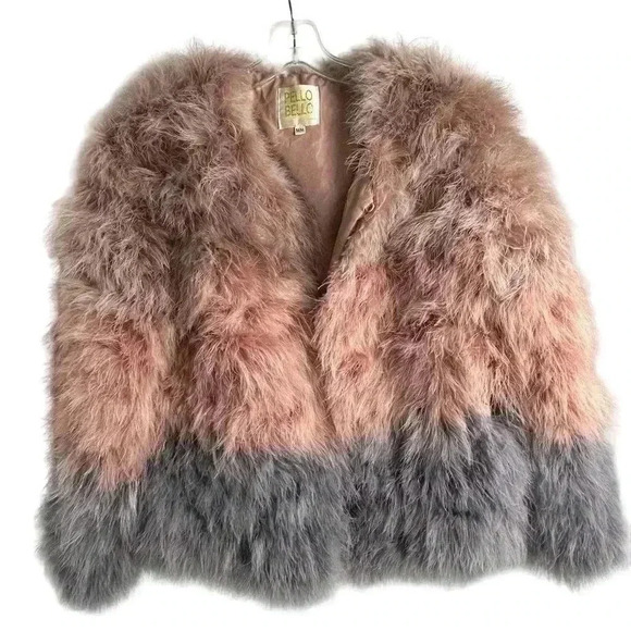 Pello Bello Women's Multicolor Feather Jacket Size M Party/Cocktail - Picture 2 of 16